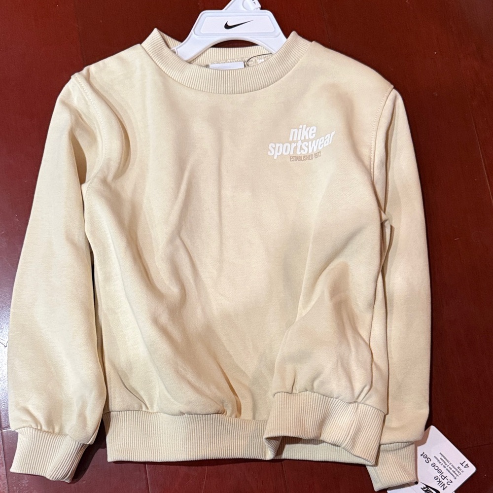 Nike Cream Pullover Sweatshirt with White Logo 4T NWT